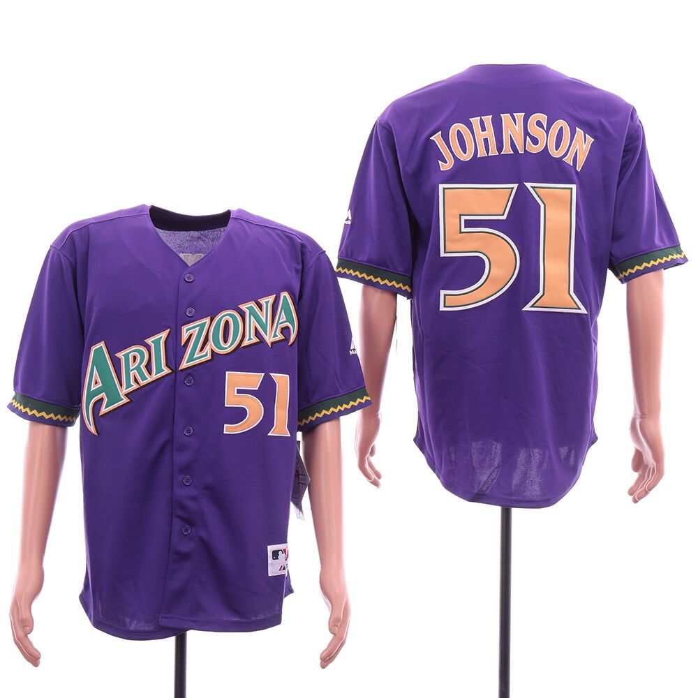 Men Arizona Diamondback 51 Johnson Purple MLB Jerseys